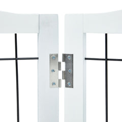 VEVOR Free Standing Dog Gate, 32" H x 96.5" W Freestanding Pet Gate, 4 Panels Foldable Dog Gate for Wide and Narrow Passageways, Expandable Dog Barrier with Silent Foot Support for Indoor, White