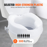 Raised Toilet Seat, 100 mm Height Raised, 136 kg Weight Capacity, Universal Toilet Seat Riser, Screw Rod Locking, with Toilet Seat, for Elderly, Handicap, Patient, Pregnant, Medical