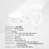 Raised Toilet Seat, 100 mm Height Raised, 136 kg Weight Capacity, Universal Toilet Seat Riser, Screw Rod Locking, with Toilet Seat, for Elderly, Handicap, Patient, Pregnant, Medical