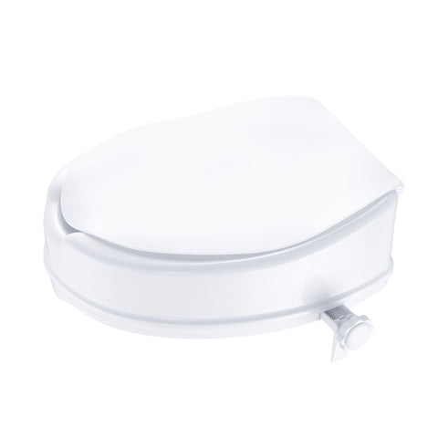 Raised Toilet Seat, 100 mm Height Raised, 136 kg Weight Capacity, Universal Toilet Seat Riser, Screw Rod Locking, with Toilet Seat, for Elderly, Handicap, Patient, Pregnant, Medical