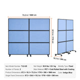 Acoustic Room Divider Partition Panel Privacy Screen 2 Pack Indigo Blue