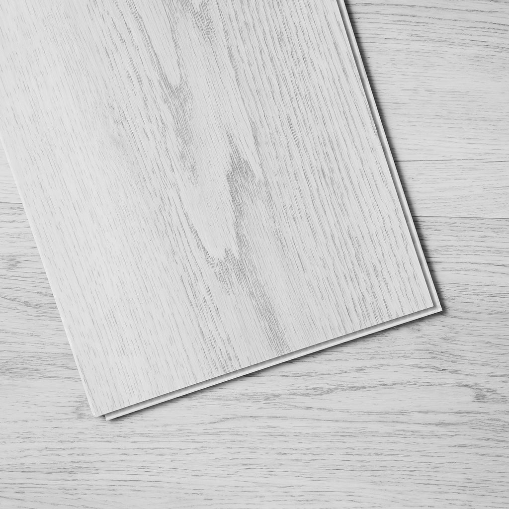 Interlocking Vinyl Floor Tiles 48 x 7.3 inch, 10 Tiles 5.5mm Thick Snap Together, Light Gray Wood Grain DIY Flooring for Kitchen, Dining Room, Bedrooms & Bathrooms, Easy for Home Decor