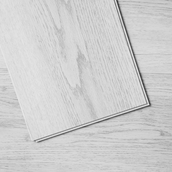 Interlocking Vinyl Floor Tiles 48 x 7.3 inch, 10 Tiles 5.5mm Thick Snap Together, Light Gray Wood Grain DIY Flooring for Kitchen, Dining Room, Bedrooms & Bathrooms, Easy for Home Decor
