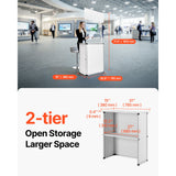 Portable Tradeshow Podium Table, 785 x 380 x 1815 mm, Display Exhibition Counter Stand Booth Fair with Wall, Foldable Promotion Retail Bar Table Pop Up Podium with Storage Rack/Carrying Bag