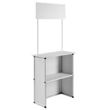 Portable Tradeshow Podium Table, 785 x 380 x 1815 mm, Display Exhibition Counter Stand Booth Fair with Wall, Foldable Promotion Retail Bar Table Pop Up Podium with Storage Rack/Carrying Bag