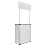 Portable Tradeshow Podium Table, 785 x 380 x 1815 mm, Display Exhibition Counter Stand Booth Fair with Wall, Foldable Promotion Retail Bar Table Pop Up Podium with Storage Rack/Carrying Bag