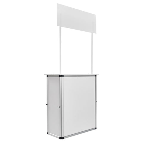 Portable Tradeshow Podium Table, 785 x 380 x 1815 mm, Display Exhibition Counter Stand Booth Fair with Wall, Foldable Promotion Retail Bar Table Pop Up Podium with Storage Rack/Carrying Bag