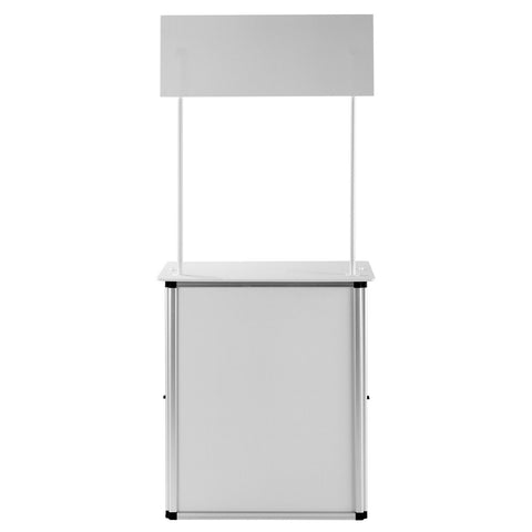 Portable Tradeshow Podium Table, 785 x 380 x 1815 mm, Display Exhibition Counter Stand Booth Fair with Wall, Foldable Promotion Retail Bar Table Pop Up Podium with Storage Rack/Carrying Bag