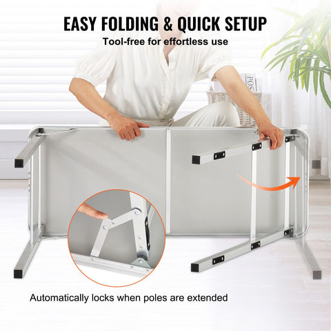 Folding Portable Bar Table, Tradeshow Podium Table for Indoor, Outdoor, Party, Picnic, Exhibition, Includes Carrying Case, Storage Shelf and Black Skirt, 38.39" x 15.16" x 34.25“
