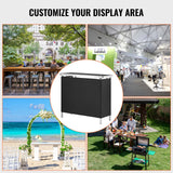 Folding Portable Bar Table, Tradeshow Podium Table for Indoor, Outdoor, Party, Picnic, Exhibition, Includes Carrying Case, Storage Shelf and Black Skirt, 38.39" x 15.16" x 34.25“
