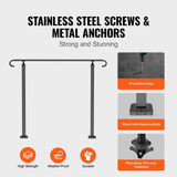 Handrails for Outdoor Steps, Fit 1-3 Steps Wrought Iron Handrail, Outdoor Stair Railing, Adjustable Front Porch Hand Rail, Black Transitional Hand railings for Concrete Steps or Wooden Stairs
