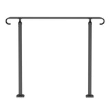 Handrails for Outdoor Steps, Fit 1-3 Steps Wrought Iron Handrail, Outdoor Stair Railing, Adjustable Front Porch Hand Rail, Black Transitional Hand railings for Concrete Steps or Wooden Stairs