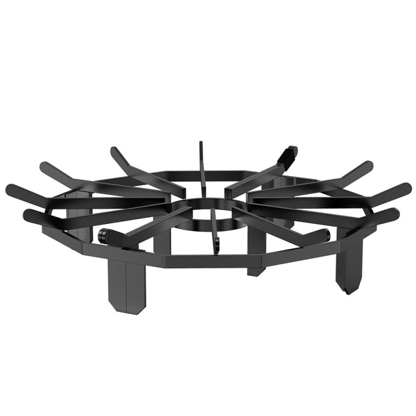 Log Grate, 27 inch Heavy Duty Wheel Fire Grate with 6 Support Legs, Solid Powder-coated Steel Bars, Log Firewood Burning Rack Holder for Wood Stove and Outdoor Camping Fire Pit