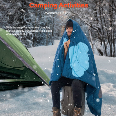 Camping Blanket 1.9 m x 1.32 m Wearable Warm Stadium Blanket Outdoor