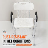Shower Chair, Shower Seat with Back, Adjustable Height Shower Stool, Shower Chair for Inside Shower Bathtub, Non-slip Bathroom Bench Bath Chair for Elderly Disabled Handicap, 158.8 kg Capacity