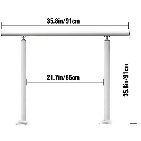 Handrail Outdoor Stairs, 3ft, 34 Inch Outdoor Handrail, Outdoor Stair Railing Adjustable from 0 to 60 Degrees Handrail for Stairs Outdoor White Aluminum Stair Railing for Garden, Office Area