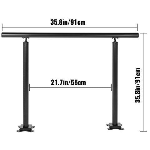 Handrail Outdoor Stairs, 3ft, 34 Inch Outdoor Handrail, Outdoor Stair Railing Adjustable from 0 to 60 Degrees Handrail for Stairs Outdoor Black Aluminum Stair Railing for Garden, Office Area