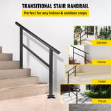 Handrail Outdoor Stairs 47.6 X 35.2 Inch Outdoor Handrail Outdoor Stair Railing Adjustable from 0 to 30 Degrees Handrail for Stairs Outdoor Aluminum Black Stair Railing Fit 3-4 Steps