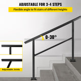 Handrail Outdoor Stairs 47.6 X 35.2 Inch Outdoor Handrail Outdoor Stair Railing Adjustable from 0 to 30 Degrees Handrail for Stairs Outdoor Aluminum Black Stair Railing Fit 3-4 Steps