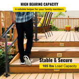Handrail Outdoor Stairs 47.6 X 35.2 Inch Outdoor Handrail Outdoor Stair Railing Adjustable from 0 to 30 Degrees Handrail for Stairs Outdoor Aluminum Black Stair Railing Fit 3-4 Steps