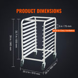 Bun Pan Rack, 10-Tier Commercial Bakery Racks with Brake Wheels, Aluminum Racking Trolley Storage for Half & Full Sheet, Speed Rack For Kitchen Home, Bread Baking Equipment, 660x515x985 mm