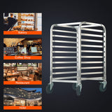 Bun Pan Rack, 10-Tier Commercial Bakery Racks with Brake Wheels, Aluminum Racking Trolley Storage for Half & Full Sheet, Speed Rack For Kitchen Home, Bread Baking Equipment, 660x515x985 mm