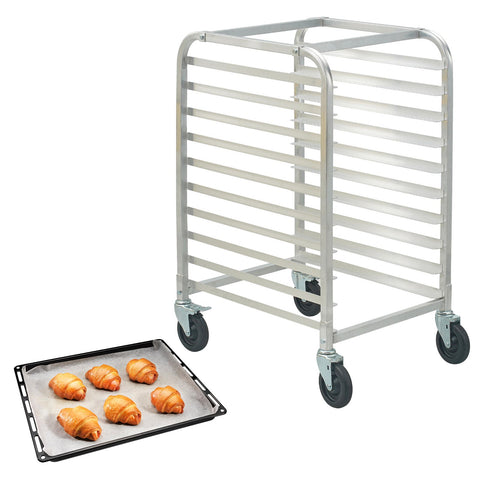 Bun Pan Rack, 10-Tier Commercial Bakery Racks with Brake Wheels, Aluminum Racking Trolley Storage for Half & Full Sheet, Speed Rack For Kitchen Home, Bread Baking Equipment, 660x515x985 mm
