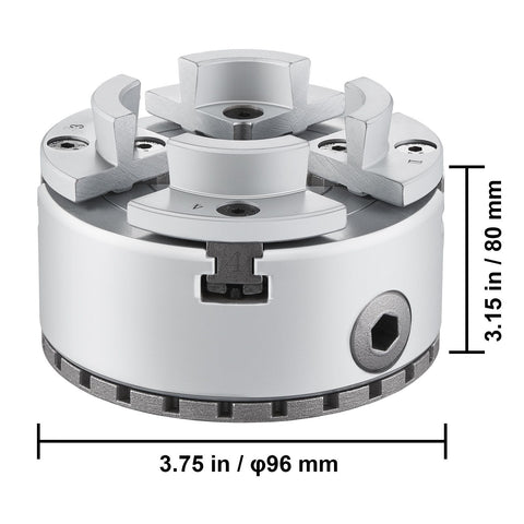 KP965 Lathe Chuck, 4-Jaw 96 mm Diameter, Metal Lathe Chuck Turning Machine Accessories with 5 Sets of Jaws, Self-centering Tool, for Precision Machining, Grinding Machines, Milling Machines