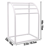 Pool Towel Rack, 5 Bar, Milky, Freestanding Outdoor PVC Curved Poolside Storage Organizer, Include 8 Towel Clips, Mesh Bag, Hook, Also Stores Floats and Paddles, for Beach, Swimming Pool, Home