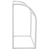 Pool Towel Rack, 5 Bar, Milky, Freestanding Outdoor PVC Curved Poolside Storage Organizer, Include 8 Towel Clips, Mesh Bag, Hook, Also Stores Floats and Paddles, for Beach, Swimming Pool, Home