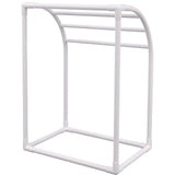 Pool Towel Rack, 5 Bar, Milky, Freestanding Outdoor PVC Curved Poolside Storage Organizer, Include 8 Towel Clips, Mesh Bag, Hook, Also Stores Floats and Paddles, for Beach, Swimming Pool, Home