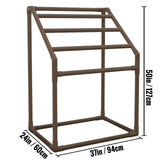 Pool Towel Rack, 5 Bar, Brown, Freestanding Outdoor PVC Trapedozal Poolside Storage Organizer, Include 8 Towel Clips, Mesh Bag, Hook, Also Stores Floats and Paddles, for Beach, Swimming Pool
