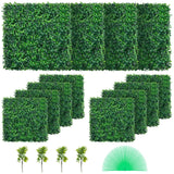 Artificial Boxwood Panel UV 12pcs Boxwood Hedge Wall Panels Artificial Grass Backdrop Wall 20X20" 4cm Green Grass Wall Fake Hedge for Decor Privacy Fence Indoor Outdoor Garden Backyard