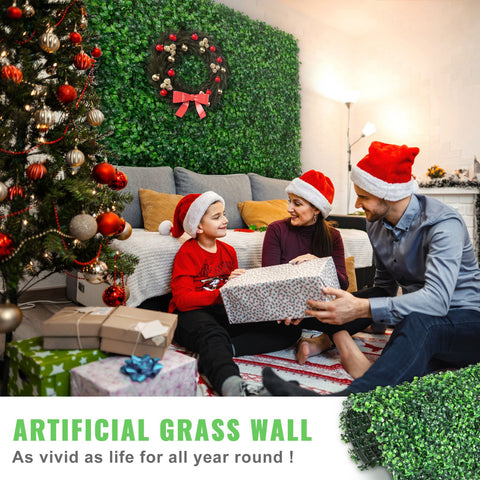 Artificial Boxwood Panel UV 12pcs Boxwood Hedge Wall Panels Artificial Grass Backdrop Wall 20X20" 4cm Green Grass Wall Fake Hedge for Decor Privacy Fence Indoor Outdoor Garden Backyard
