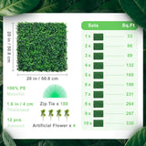 Artificial Boxwood Panel UV 12pcs Boxwood Hedge Wall Panels Artificial Grass Backdrop Wall 20X20" 4cm Green Grass Wall Fake Hedge for Decor Privacy Fence Indoor Outdoor Garden Backyard