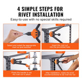 Rivet Nut Tool, 16” Rivnut Tool Kit with 13PCS Metric and SAE Mandrels, 186PCS Rivet Nuts, M3, M4, 10-24, M5, M6, 1/4-20, 8-32, 5/16-18, M8, 3/8-16, M10, M12, 1/2-13, With Carrying Case