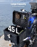 Motorcycle Top Case, Universal Aluminum Alloy Motorbike Tail Box with Leather Lining, 45L Waterproof Detachable Motorcycle Top Box with Lock & Back Cushion, Fit for 99% of Motorcycle Frames