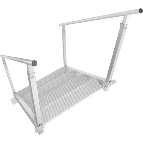 Dock Ladder 4 Step, Dock Stairs 30''-38'' Adjustable Height, 227 kgs Load Capacity, Aluminum Pontoon Boat Ladder with Dual Handrails & Nonslip Mat for Ship/Lake/Pool/Marine Boarding