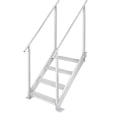 Dock Ladder 4 Step, Dock Stairs 30''-38'' Adjustable Height, 227 kgs Load Capacity, Aluminum Pontoon Boat Ladder with Dual Handrails & Nonslip Mat for Ship/Lake/Pool/Marine Boarding