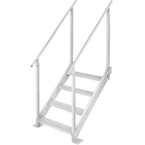 Dock Ladder 4 Step, Dock Stairs 30''-38'' Adjustable Height, 227 kgs Load Capacity, Aluminum Pontoon Boat Ladder with Dual Handrails & Nonslip Mat for Ship/Lake/Pool/Marine Boarding