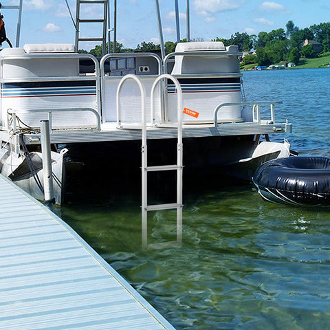 Dock Ladder, Removable 3 Steps, 227 kg Load Capacity, Aluminum Alloy Pontoon Boat Ladder with 7.9 cm Wide Step & Nonslip Rubber Mat, Easy to Install for Ship/Lake/Pool/Marine Boarding