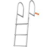 Dock Ladder, Removable 3 Steps, 227 kg Load Capacity, Aluminum Alloy Pontoon Boat Ladder with 7.9 cm Wide Step & Nonslip Rubber Mat, Easy to Install for Ship/Lake/Pool/Marine Boarding