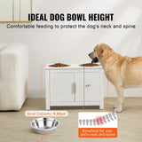 Pet Feeding Station w/ 2 Elevated Dog Bowls Dog Food & Toy Storage Cabinet
