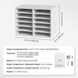 Wood Literature Organizer Adjustable File Sorter 12 Compartments White