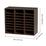 Wood Literature Organizer Adjustable File Sorter 24 Compartments Brown