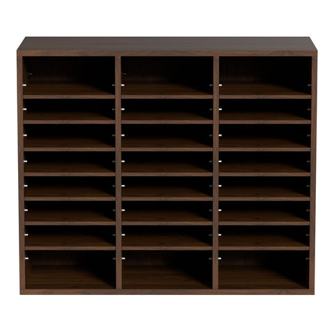 Wood Literature Organizer Adjustable File Sorter 24 Compartments Brown