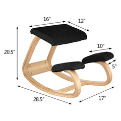 VEVOR Wooden Ergonomic Kneeling Chair Memory Seat Cushion Relieving Body Black