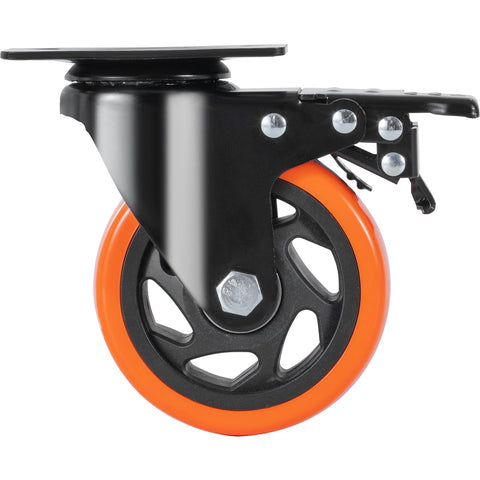 Caster Wheels, 101.6 mm Swivel Plate Casters, Set of 4, with Security A/B Locking No Noise PVC Wheels, Heavy Duty 159 kg Load Capacity Per Caster, Non-Marking Wheels for Cart Furniture Workbench