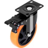 Caster Wheels, 101.6 mm Swivel Plate Casters, Set of 4, with Security A/B Locking No Noise PVC Wheels, Heavy Duty 159 kg Load Capacity Per Caster, Non-Marking Wheels for Cart Furniture Workbench