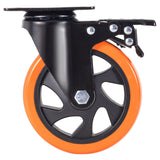 Caster Wheels, 127 mm Swivel Plate Casters, Set of 4, with Security A/B Locking No Noise PVC Wheels, Heavy Duty 204 kg Load Capacity Per Caster, Non-Marking Wheels for Cart Furniture Workbench